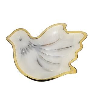 Vintage Mikasa Crystal Gold Trimmed Dove Dish 32226-1Box8 32226-1Box8